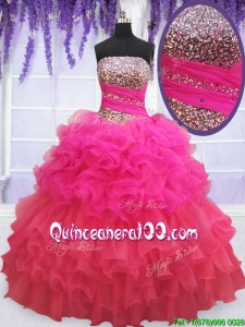 Modest Strapless Beaded Bodice and Ruffled Layers Quinceanera Dress in Two Tone