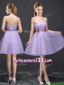 Exclusive Belted and Applique Lavender Dama Dress with Lace Up
