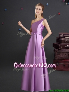 2017 Fashionable Bowknot Lilac Dama Dress with One Shoulder