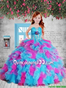 Popular Pink and Blue Mini Quinceanera Dresses with Hand Made Flower and Ruffles