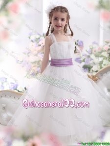 2016 New Style White Mini Quinceanera Dresses with Lilac Sash