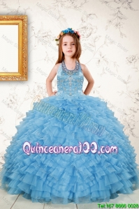 Fashionable Beading and Ruffles Mini Quinceanera Dresses in Aqua Blue