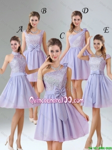 Pretty 2016 Spring A Line Mini Length Dama Dresses in Lavender