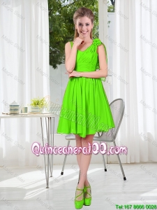 Pretty A Line Hand Made Flowers Dama Dresses in Spring Green