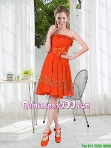Pretty Summer A Line Strapless Bowknot Dama Dress in Rust Red