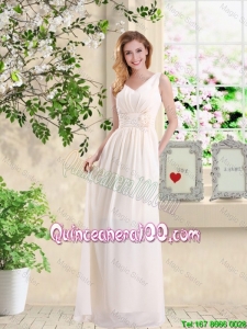 Pretty Beautiful V Neck Lace Up Dama Dresses with Hand Made Flowers