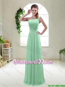 Pretty Classical Apple Green One Shoulder Dama Dresses with Zipper up