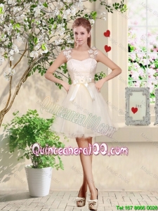Pretty Suitable Straps Appliques and Belt Dama Dresses with Lace Up