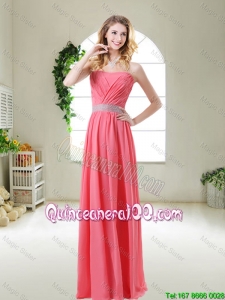 Perfect Elegant Strapless Dama Dresses in Watermelon Red