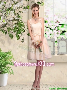 Pretty Beautiful Champagne Straps Dama Dresses with Bowknot