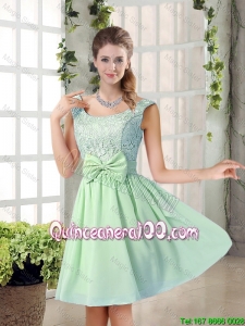 Great Elegant A Line Straps Lace Dama Dresses with Bowknot