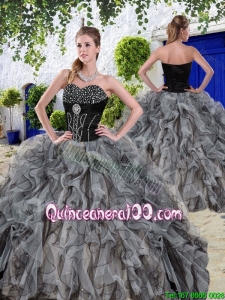 New Arrivals Beaded and Ruffles Sweet 16 Dresses in Black