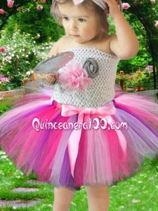 2014 Tulle Strapless Ball Gown Mini-length Little Girl Dress in Multi-color