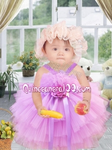 2014 Popular Ball Gown Ruffles Layers Little Girl Dress in Lavender
