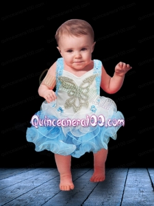 The Most Popular Halter Lace up Little Girl Dress with Beading and Ruffles