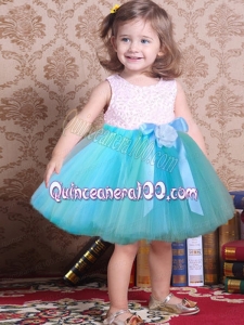 Cool Aqua Blue A-Line Scoop Sleeveless 2014 Little Girl Dresses