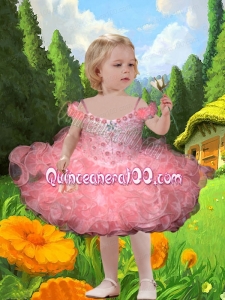 2014 Cute Ball Gown Mini-length Little Girl Dresses with Beading