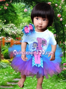 Cute Multi-color Tulle Scoop Bowknot Little Girl Dress for 2014
