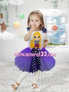 2014 Scoop Bowknot Knee-length Purple Little Girl Dresses