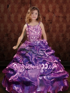 Purple One Shoulder Ball Gown Beading Little Girl Pageant Dress for 2014