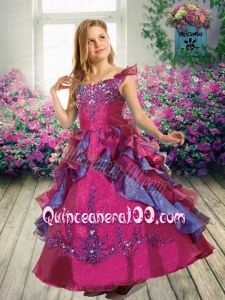 Beautiful Ball Gown Appliques Ankle-length Little Girl Pageant Dress with Off Shoulder