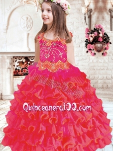 Pretty Scoop 2014 Little Girl Pageant Dress with Beading Ruffles in Red