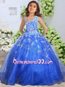 Asymmetrical Hot Sale Little Gril Pageant Dress with Beading and Appliques