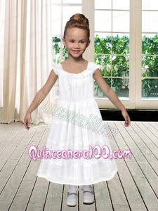 2014 Soft Chiffon Square A-Line Floor-length Flower Girl Dress with Ruching