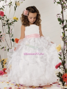 2014 Beautiful Ball Gown Scoop Flower Girl Dress with Ruffles