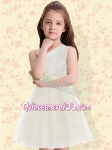 2014 Elegant A-Line One Shoulder Flower Girl Dress Ruching