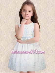 Princess Scoop Mini-length Flower Girl Dress with Embroidery