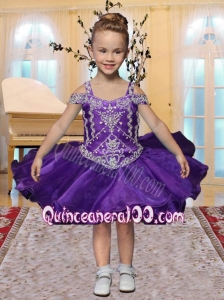 Sweet Ball Gown Straps Short Flower Girl Dresses in Purple