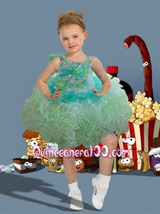 Cute 2014 Short Straps Beading Flower Multi-color Litter Girl Dress