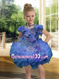 Pretty Royal Blue Scoop Mini-length Little Girl Dress For 2014