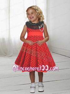 Beautiful A-Line Scoop Knee-length Orange Red Little Girl Dress