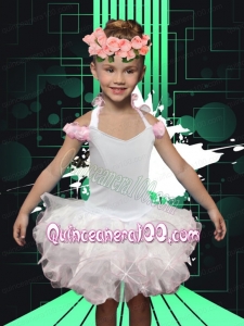 Sweet Ball Gown Halter Mini-length Ruffles White Little Girl Dress