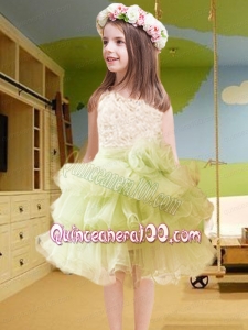 Sweet A-Line Scoop Mini-length Ruffled Layers Little Girl Dress