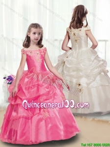 New Style Off the Shoulder Little Girl Pageant Dresses with Appliques