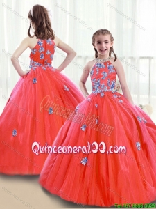 Popular Zipper Up Little Girl Pageant Dresses with High Neck