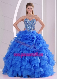 Exquisite Sweetheart Full -length 2014 Summer Quinceanera Gowns in Blue