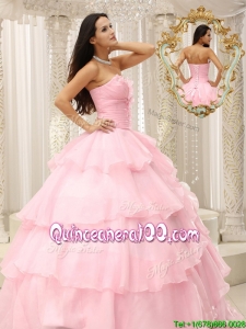 Popular Beading and Ruffles Baby Pink Quinceanera Dresses