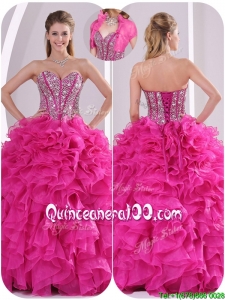 Popular Ruffles and Beading Quinceanera Gowns in Fuchsia