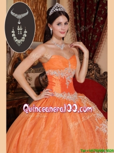 Exquisite Orange Red Quinceanera Gowns with Beading and Appliques