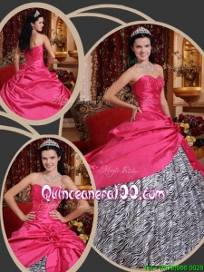 Inexpensive Ball Gown Sweetheart Quinceanera Dresses in Hot Pink