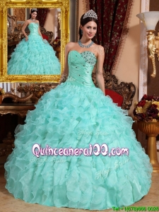 Luxurious Beading and Ruffles Quinceanera Dresses in Apple Green