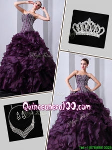 New Arrivals Brush Train Sweet 16 Dresses with Beading and Ruffles