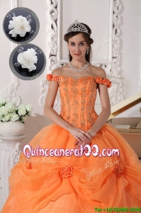 Perfect Off The Shoulder Quinceanera Dresses in Orange