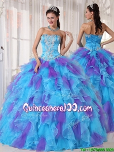 2016 Pretty Ball Gown Beading and Appliques Quinceanera Dresses