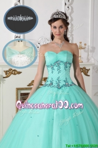 2016 Pretty Green Sweetheart Quinceanera Gowns with Beading