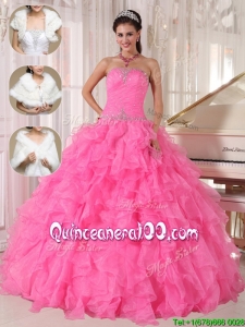 Pretty Ball Gown Strapless Quinceanera Dresses in Hot Pink